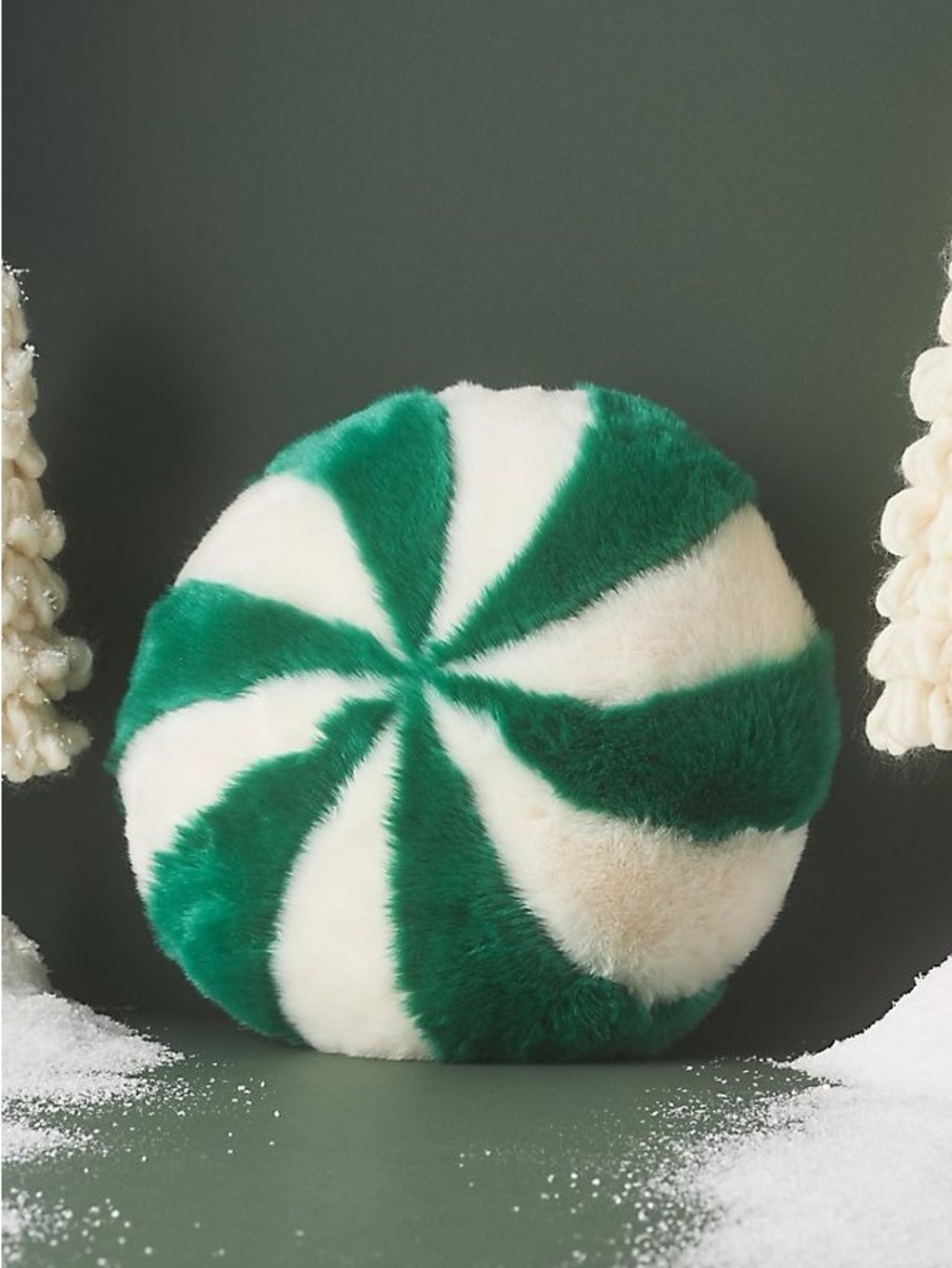 Anthropologie Peppermint faux fur pillow